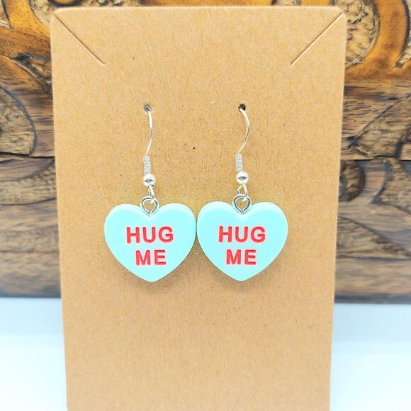 Jewelry - Valentine's Day Earrings Hug Me Green Candy Hearts
